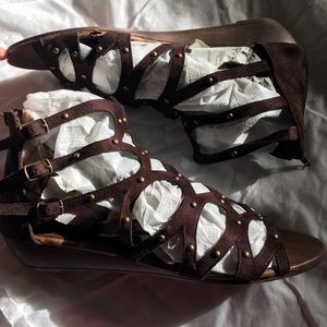 Forever21 Brown Sandals w/ Gold Studs 10